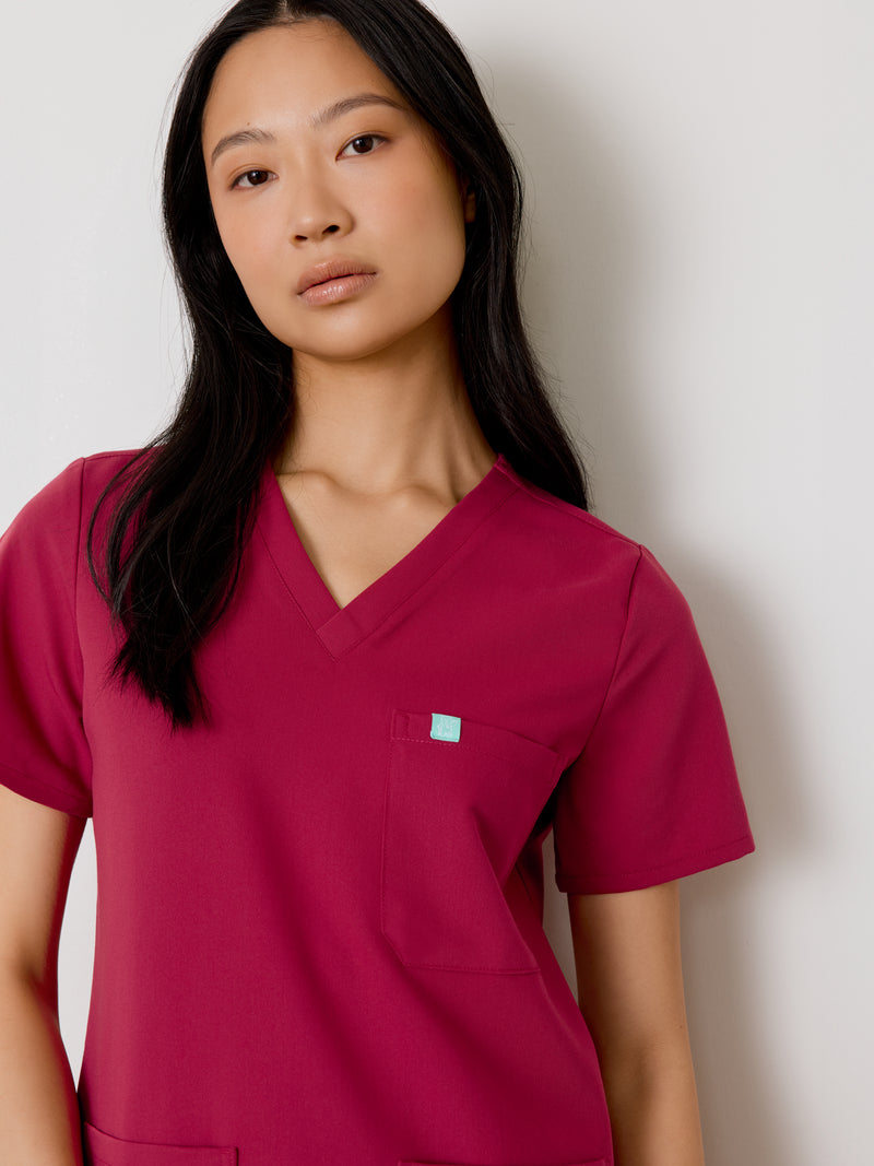 CHLOE RE-GARDE™ - WILD BERRY - Three Pockets Scrub Top - SILVADUR™