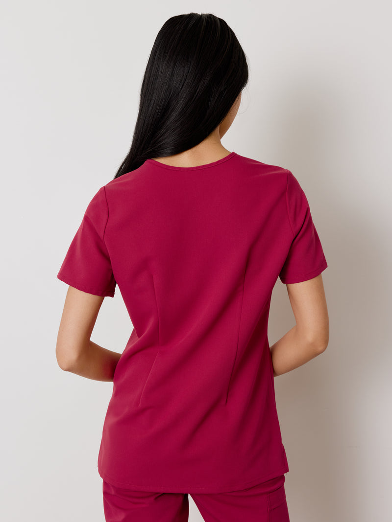 CHLOE RE-GARDE™ - WILD BERRY - Three Pockets Scrub Top - SILVADUR™