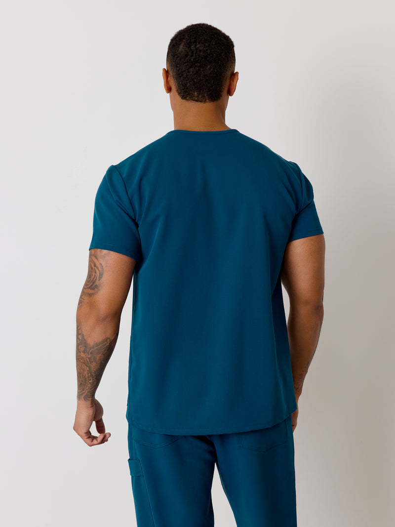 ZACK RE-GARDE™ - OPAL BLUE - Three Pockets Men's Scrub Top - SILVADUR™