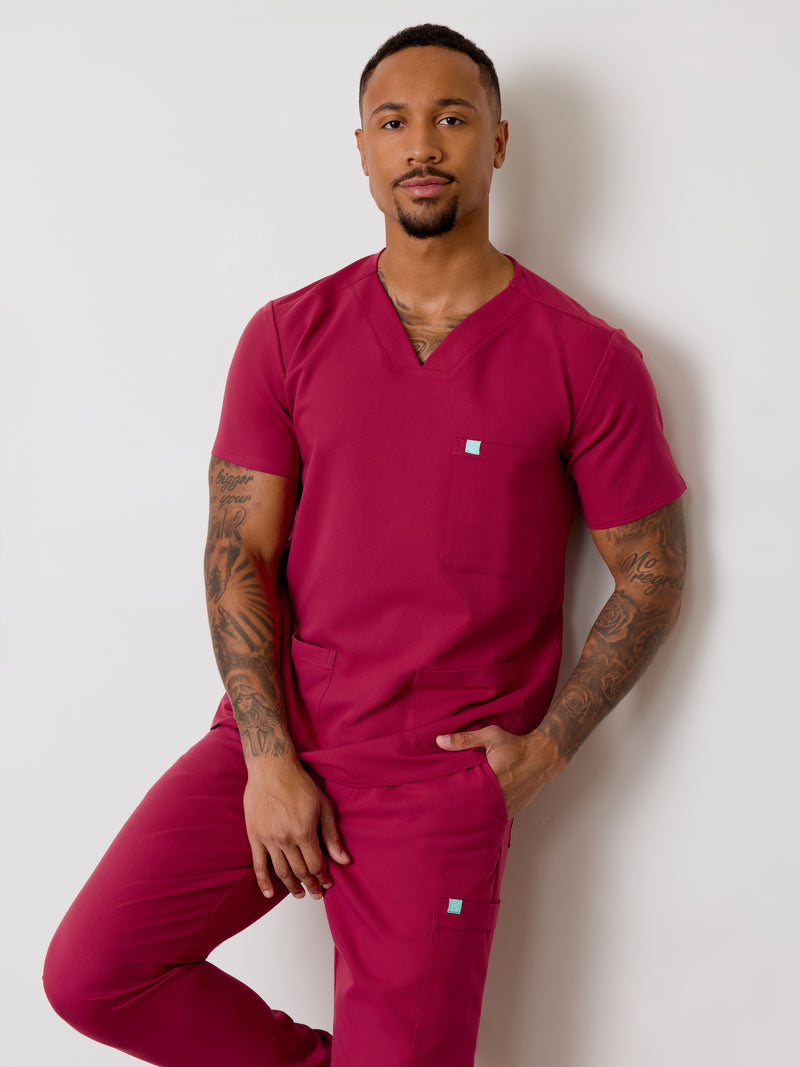 ZACK RE-GARDE™ - WILD BERRY - Three Pockets Men's Scrub Top - SILVADUR™