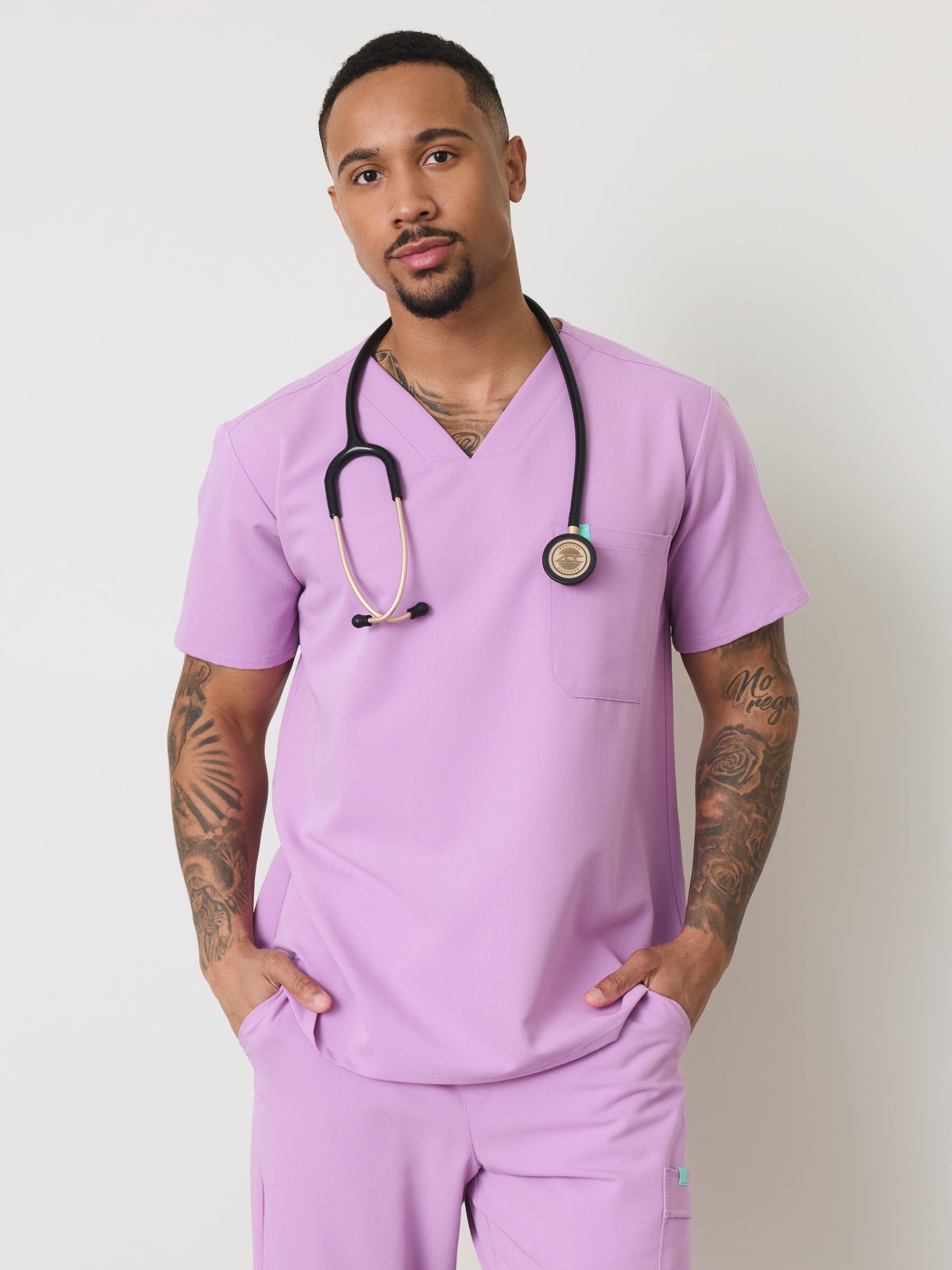 LOGAN RE-GARDE™ - LILAC - One Pocket Men's Scrub Top - SILVADUR™ - Final Sale