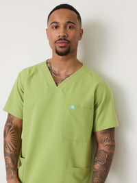 ZACK RE-GARDE™ - MOSS GREEN - Three Pockets Men's Scrub Top - SILVADUR™
