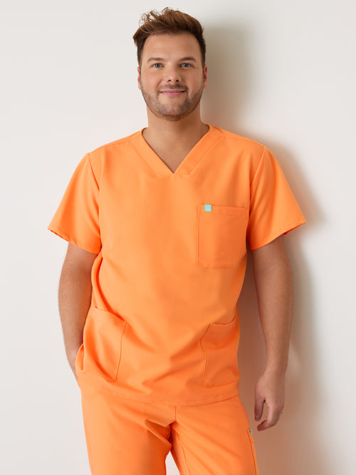 ZACK RE-GARDE™ - NECTARINE - Three Pockets Men's Scrub Top - SILVADUR™