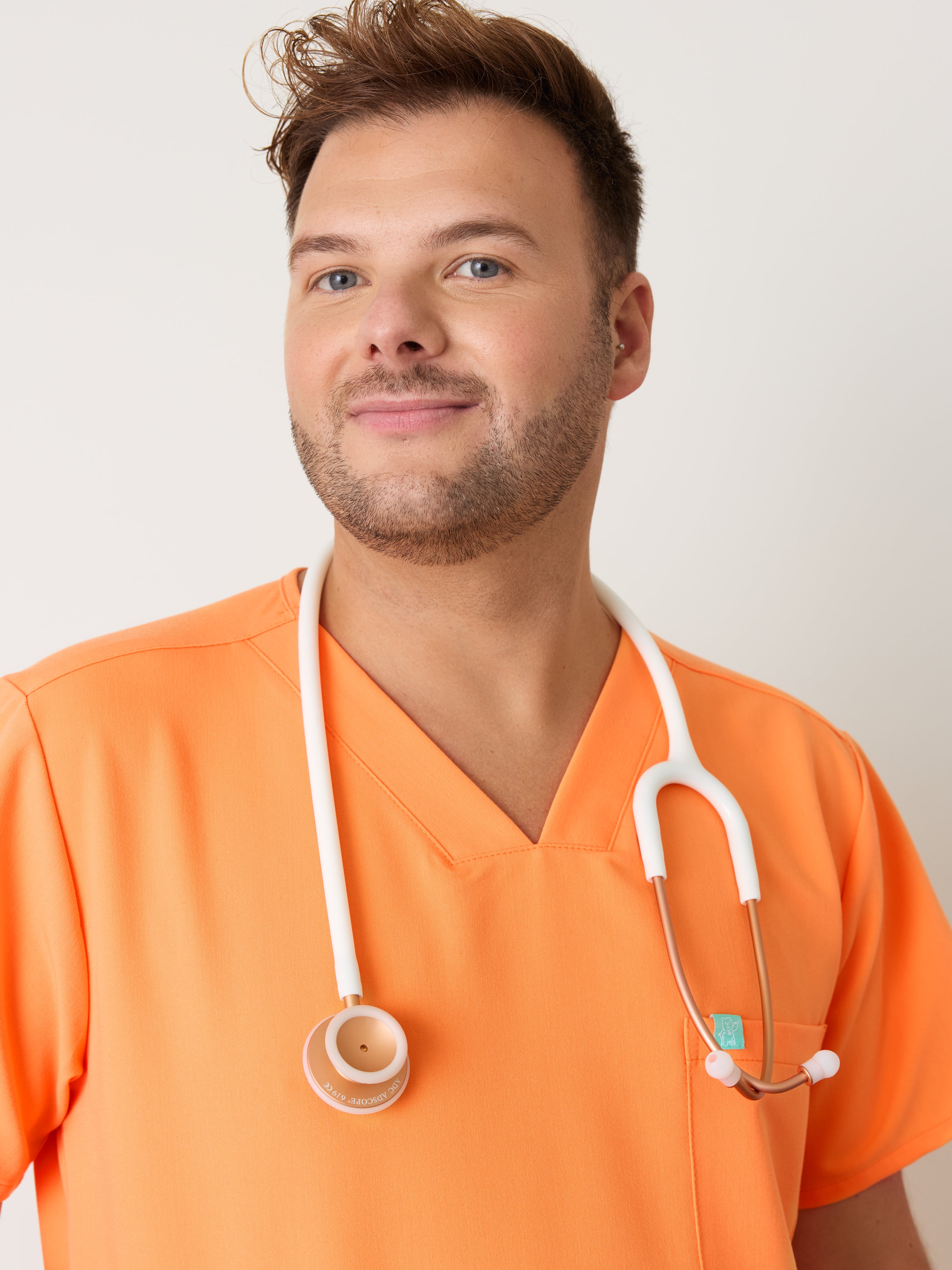 ZACK RE-GARDE™ - NECTARINE - Three Pockets Men's Scrub Top - SILVADUR™ - Final Sale