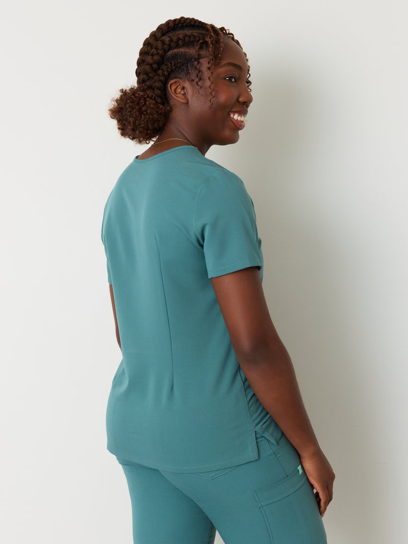 GABRIELLE RE-GARDE™ - LAGOON BLUE - One Pocket Scrub Top - SILVADUR™