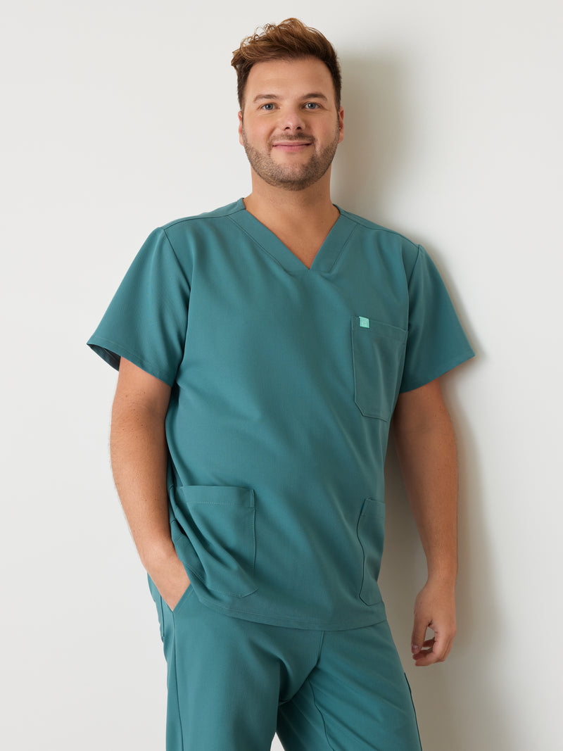 ZACK RE-GARDE™ - AZUL LAGUNA - Camiseta médica de tres bolsillos para hombre - SILVADUR™