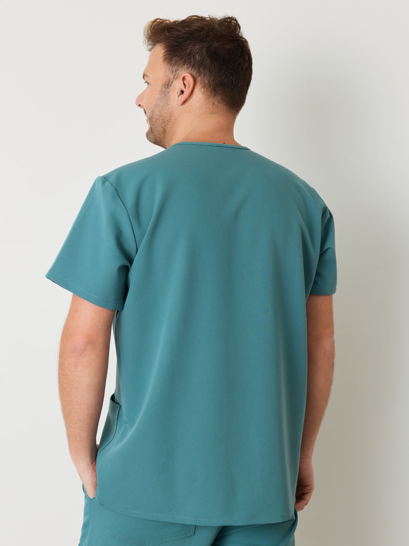 ZACK RE-GARDE™ - AZUL LAGUNA - Camiseta médica de tres bolsillos para hombre - SILVADUR™