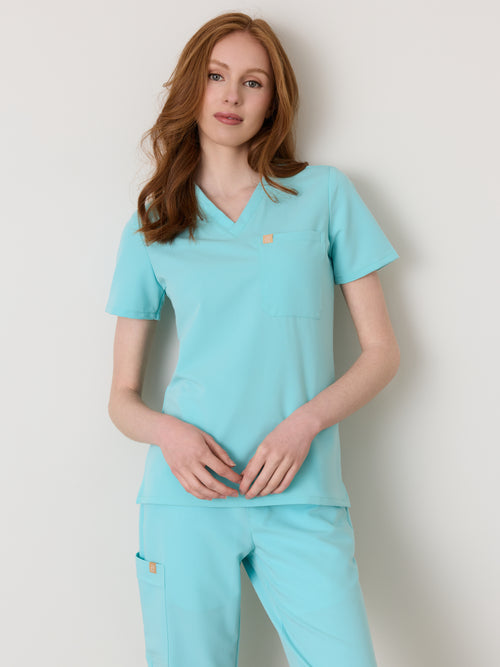 GABRIELLE RE-GARDE™ - OCEAN TIDE - One Pocket Scrub Top - SILVADUR™