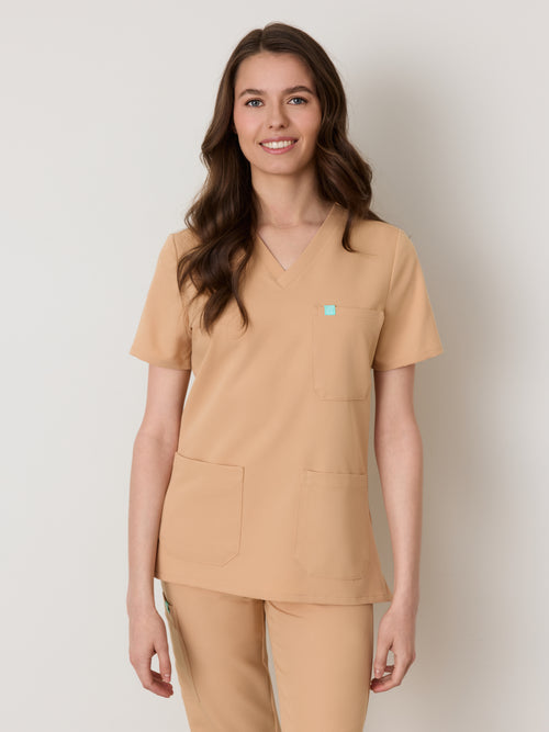 CHLOE RE-GARDE™ - SPICED EARTH - Three Pockets Scrub Top - SILVADUR™