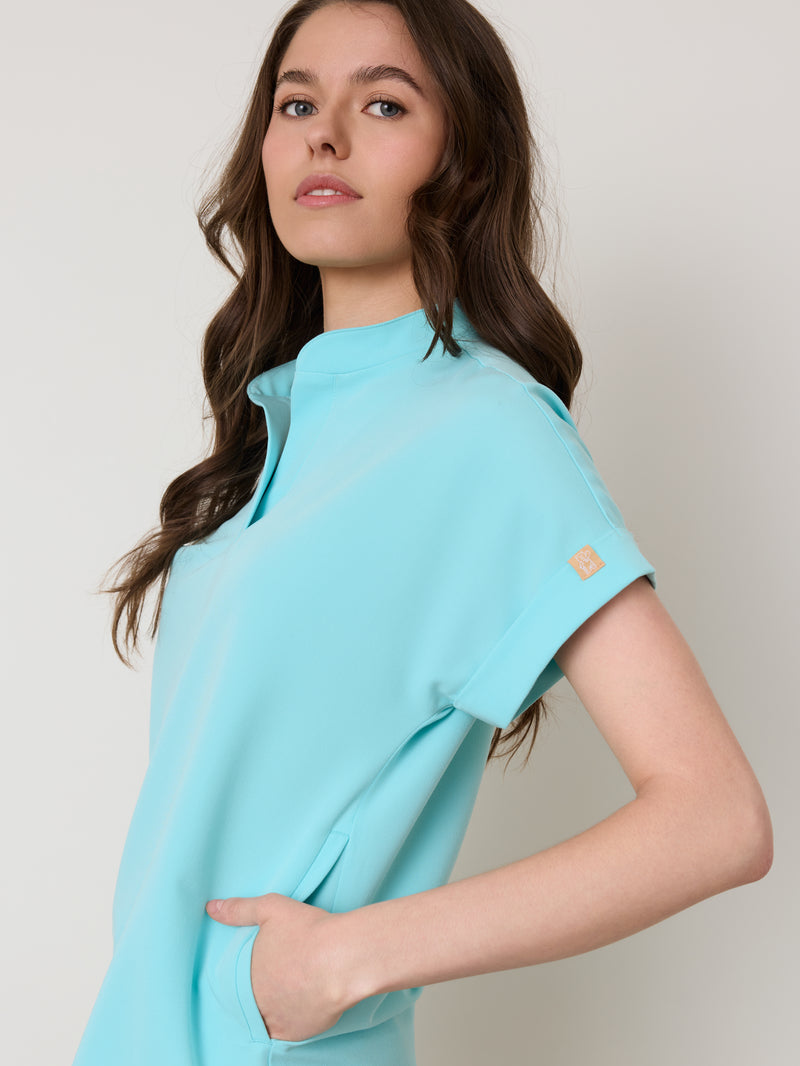 CHARLIE RE-GARDE™ - OCEAN TIDE - Mandarine Collar Scrub Top - SILVADUR™