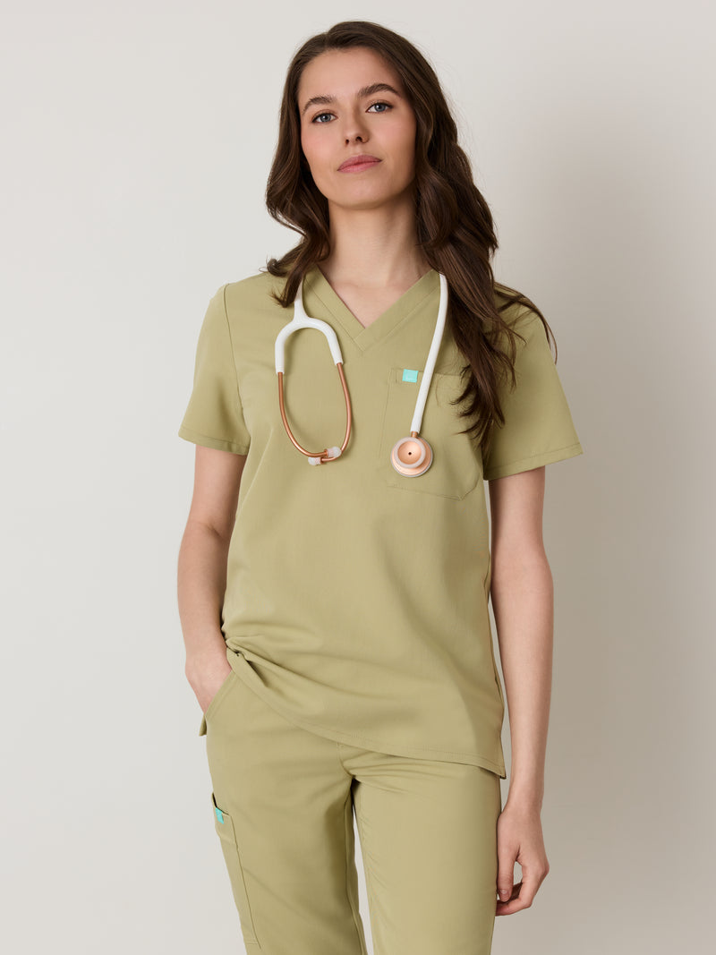 GABRIELLE RE-GARDE™ - SAGE - One Pocket Scrub Top - SILVADUR™