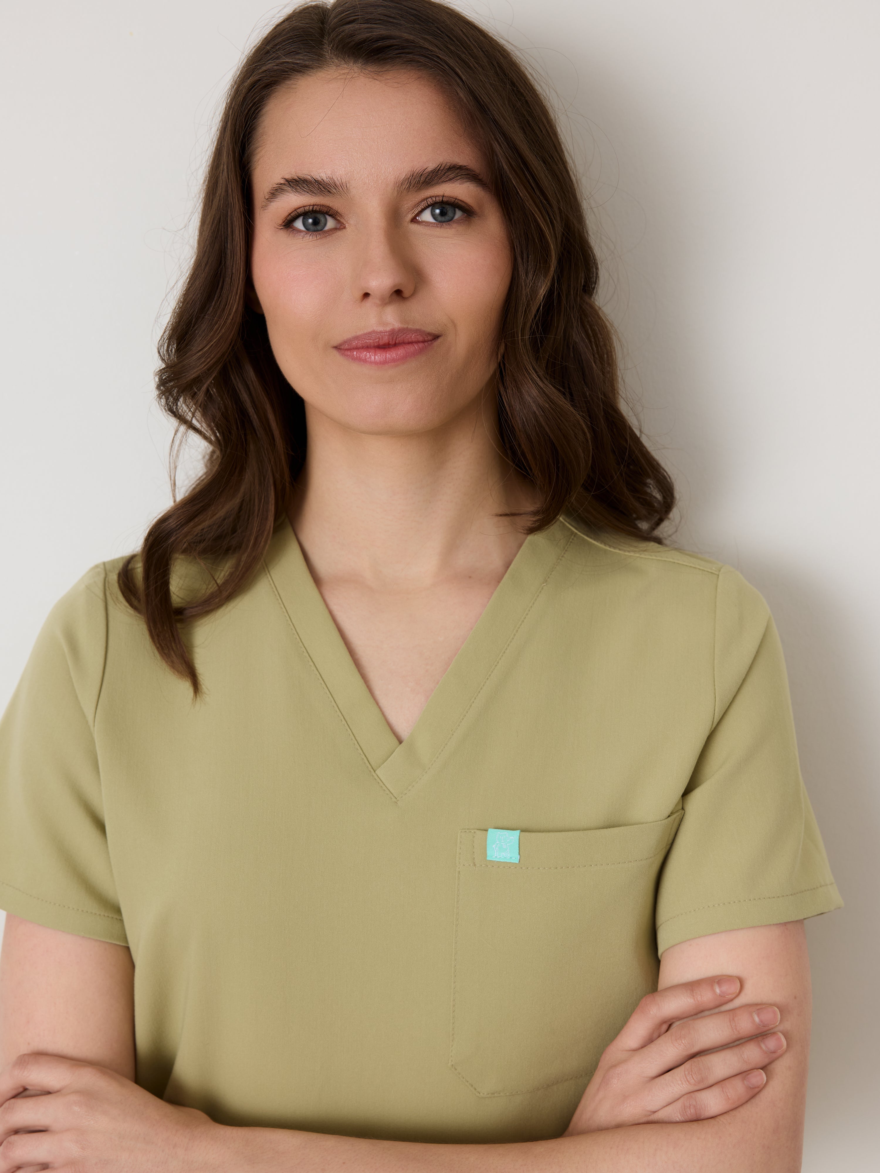 GABRIELLE RE-GARDE™ - SAGE - One Pocket Scrub Top - SILVADUR™ - Final Sale