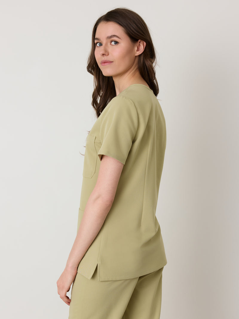 CHLOE RE-GARDE™ - SAGE - Three Pockets Scrub Top - SILVADUR™