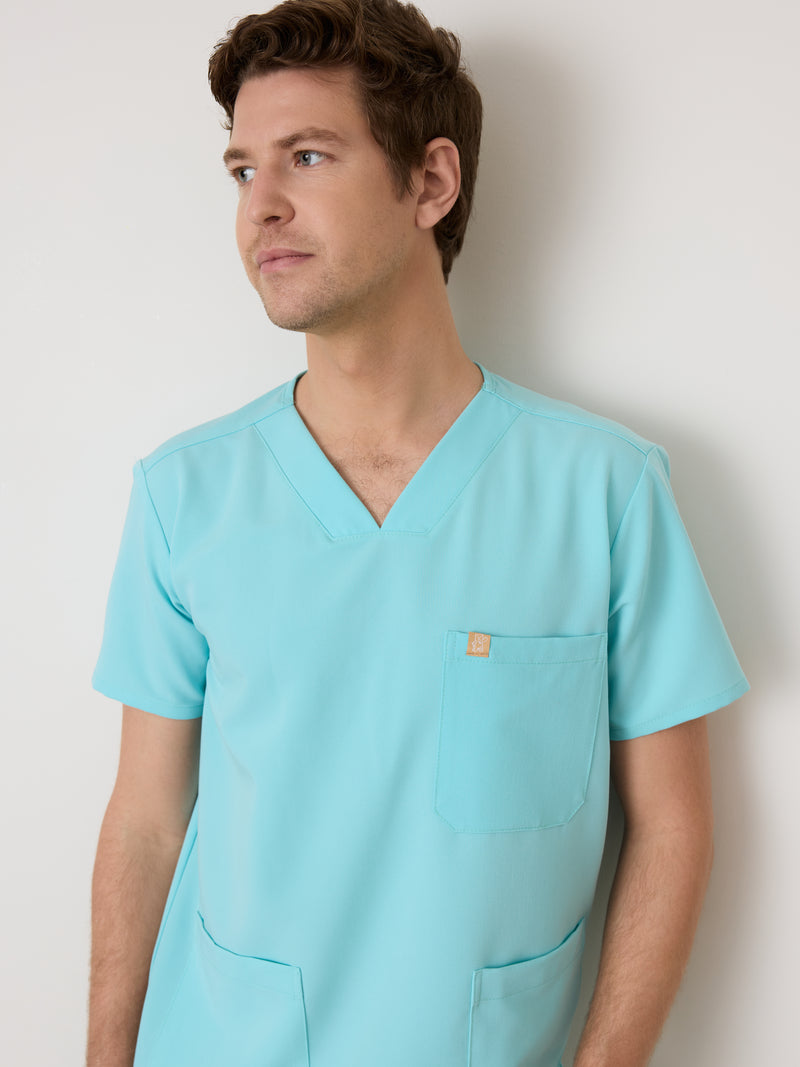ZACK RE-GARDE™ - OCEAN TIDE - Three Pockets Men's Scrub Top - SILVADUR™