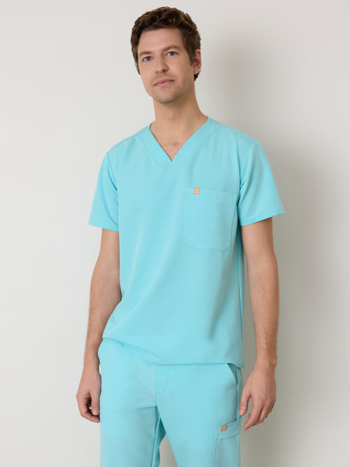 LOGAN RE-GARDE™ - OCEAN TIDE - One Pocket Men's Scrub Top - SILVADUR™