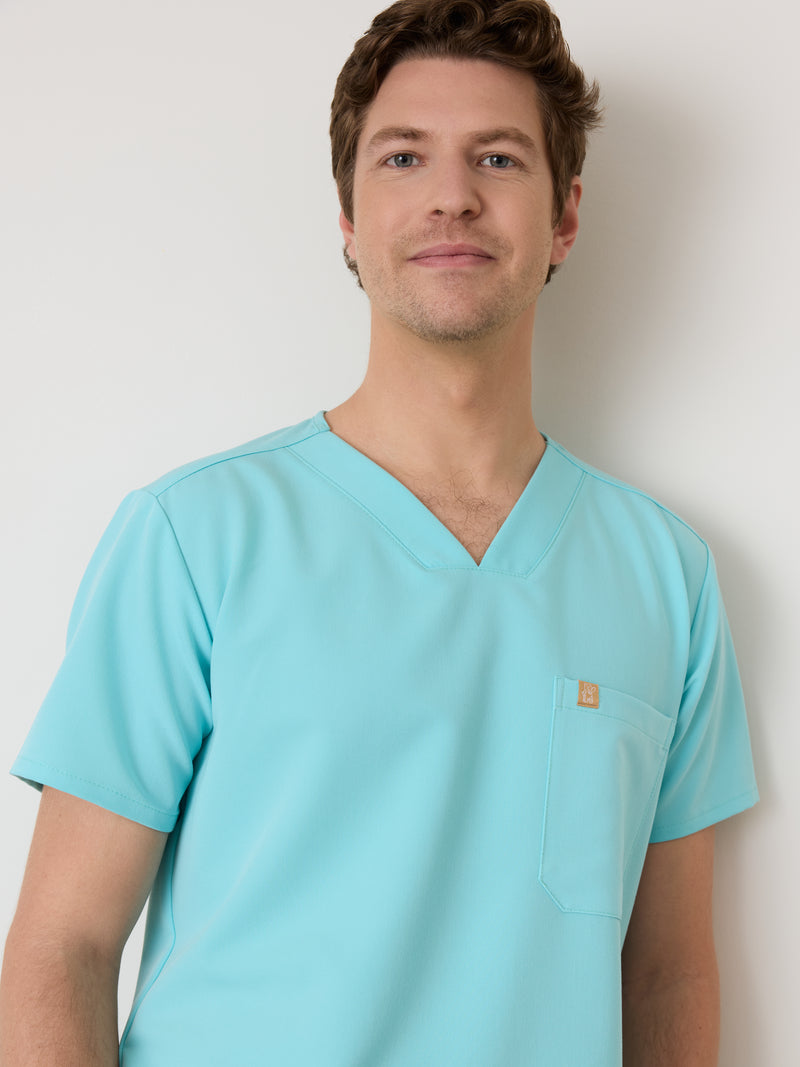 LOGAN RE-GARDE™ - OCEAN TIDE - One Pocket Men's Scrub Top - SILVADUR™