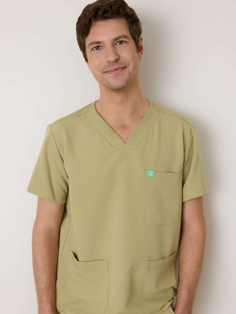 ZACK RE-GARDE™ - SAGE - Three Pockets Men's Scrub Top - SILVADUR™