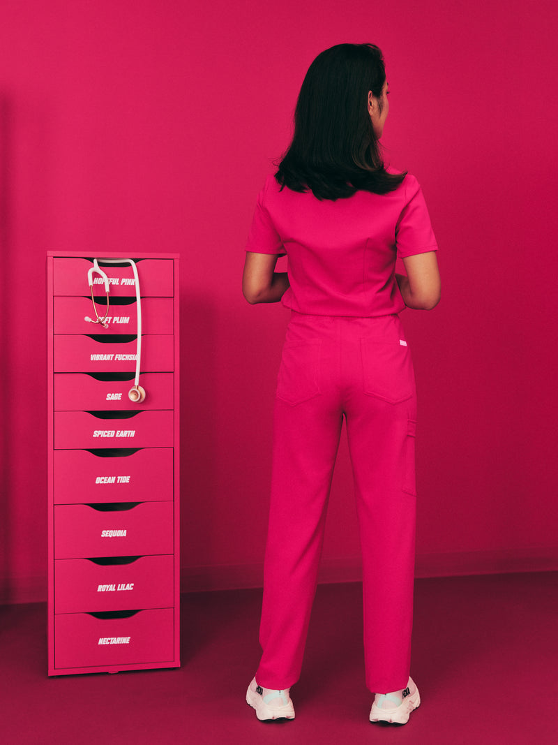 JULIETA RE-GARDE™ - VIBRANT FUCHSIA - Straight Cut Scrub Pants - SILVADUR™
