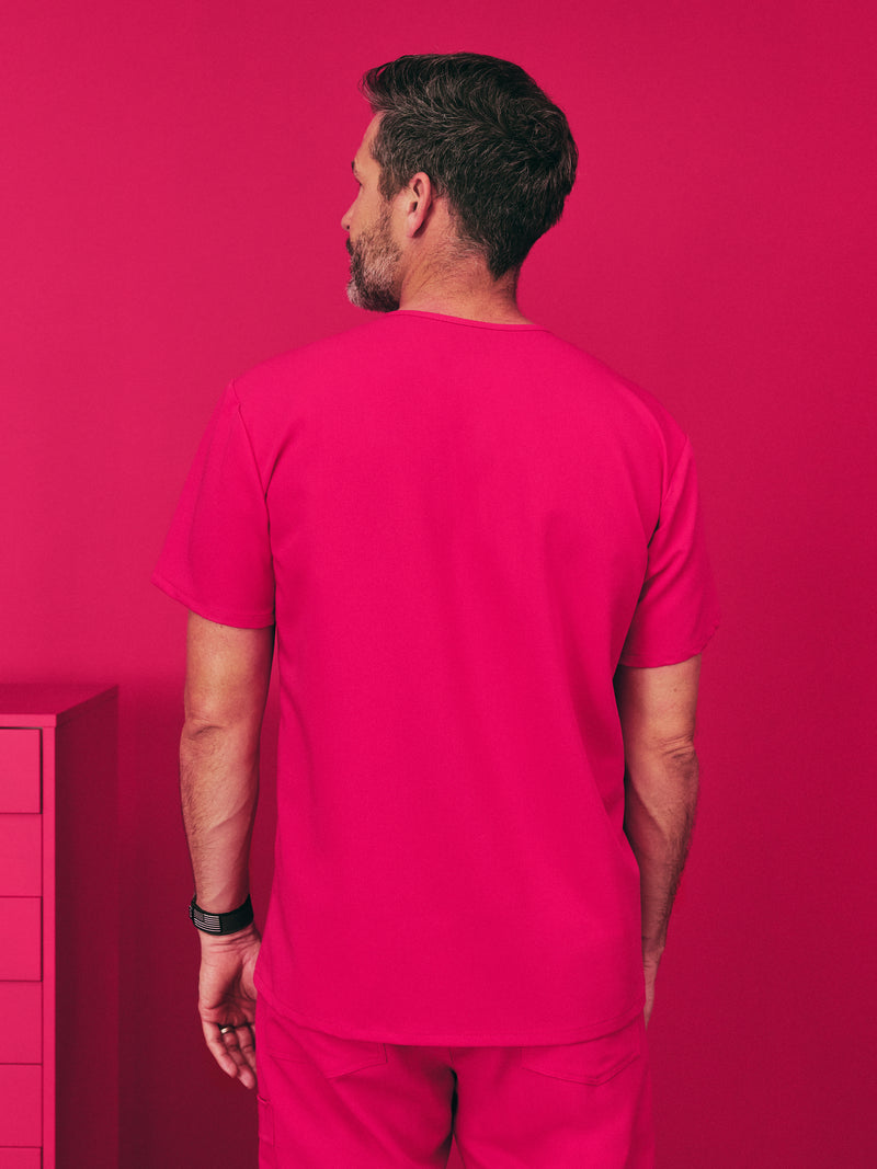 LOGAN RE-GARDE™ - VIBRANT FUCHSIA - One Pocket Men's Scrub Top - SILVADUR™