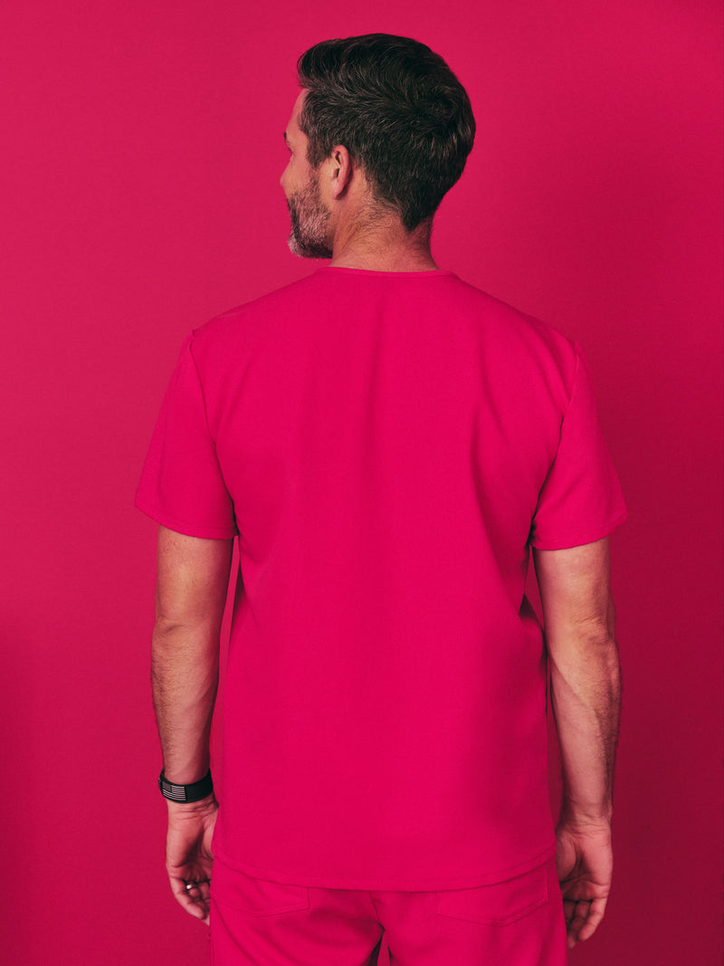 ZACK RE-GARDE™ - VIBRANT FUCHSIA - Three Pockets Men's Scrub Top - SILVADUR™