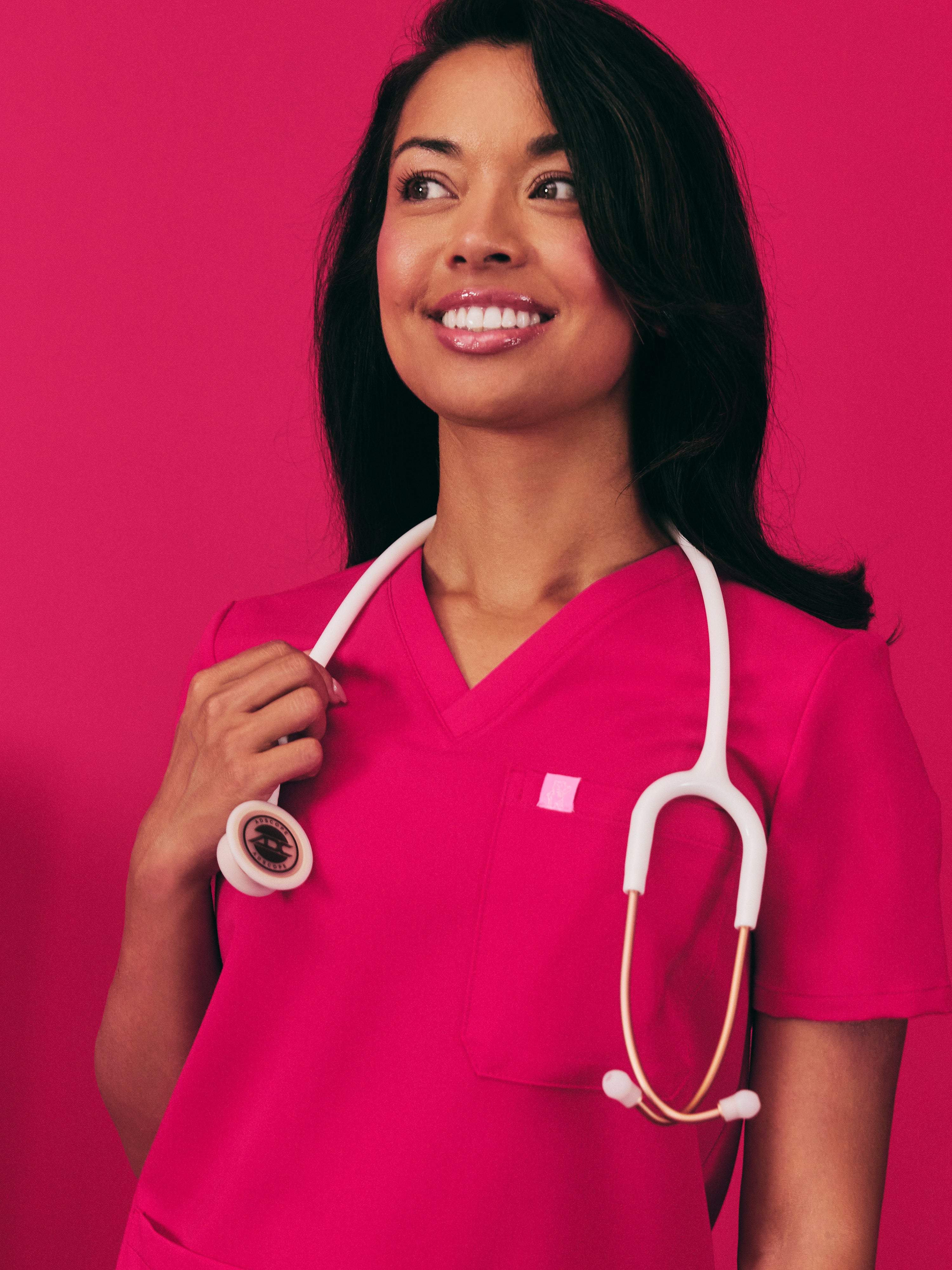 CHLOE RE-GARDE™ - VIBRANT FUCHSIA - Three Pockets Scrub Top - SILVADUR™