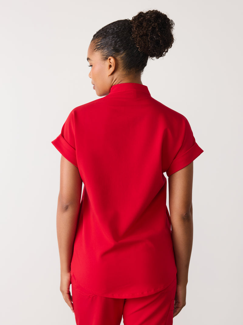 CHARLIE RE-GARDE™ - CANDY CANE - Mandarine Collar Scrub Top - SILVADUR™