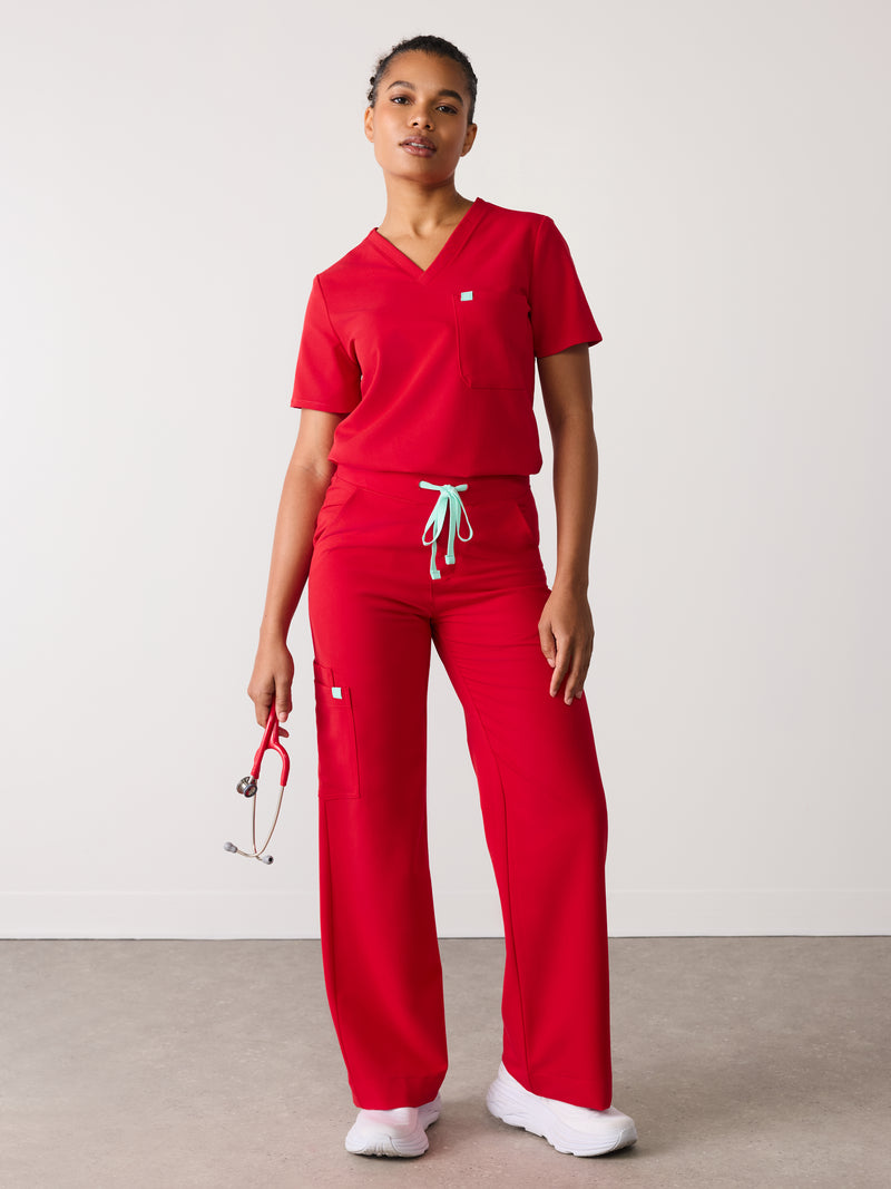 MILA RE-GARDE™ - CANDY CANE - Wide Leg Scrub Pants - SILVADUR™