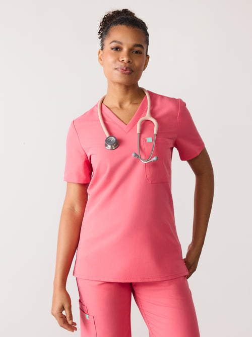 GABRIELLE RE-GARDE™ - WARM EMBER - One Pocket Scrub Top - SILVADUR™