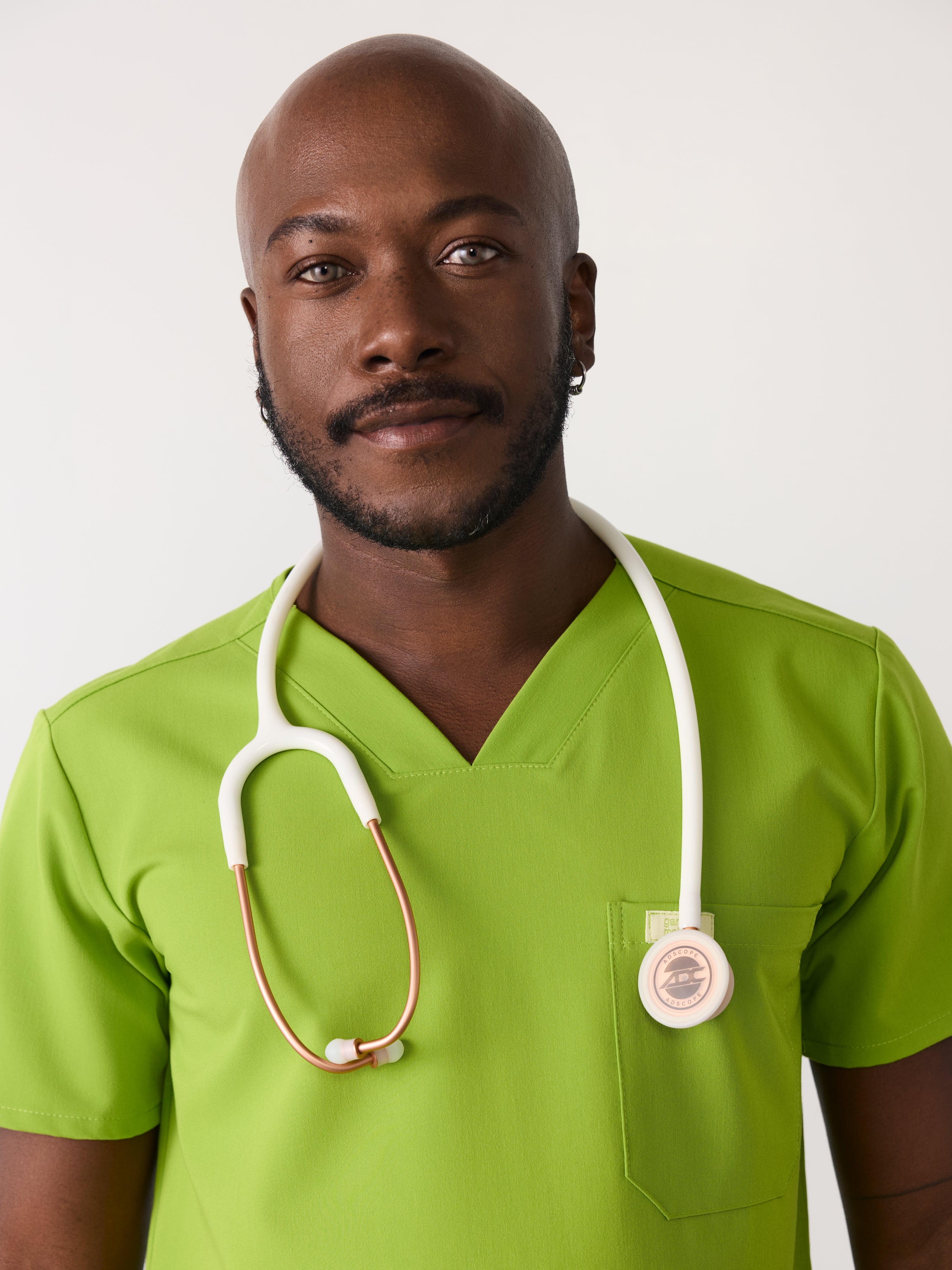 LOGAN RE-GARDE™ - GRUMPY GREEN - One Pocket Men's Scrub Top - SILVADUR™ - Final Sale