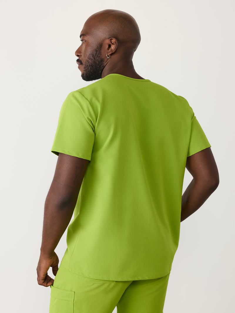 LOGAN RE-GARDE™ - GRUMPY GREEN - One Pocket Men's Scrub Top - SILVADUR™