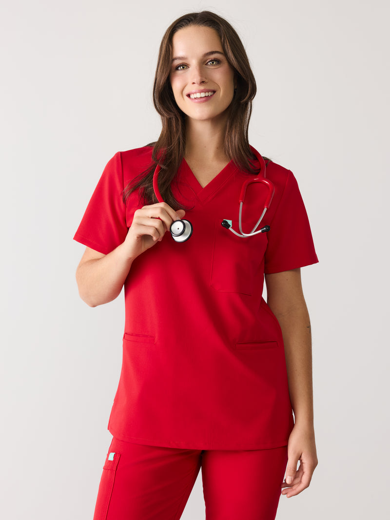 LIV RE-GARDE™ - CANDY CANE - Three Pockets Scrub Top - SILVADUR™