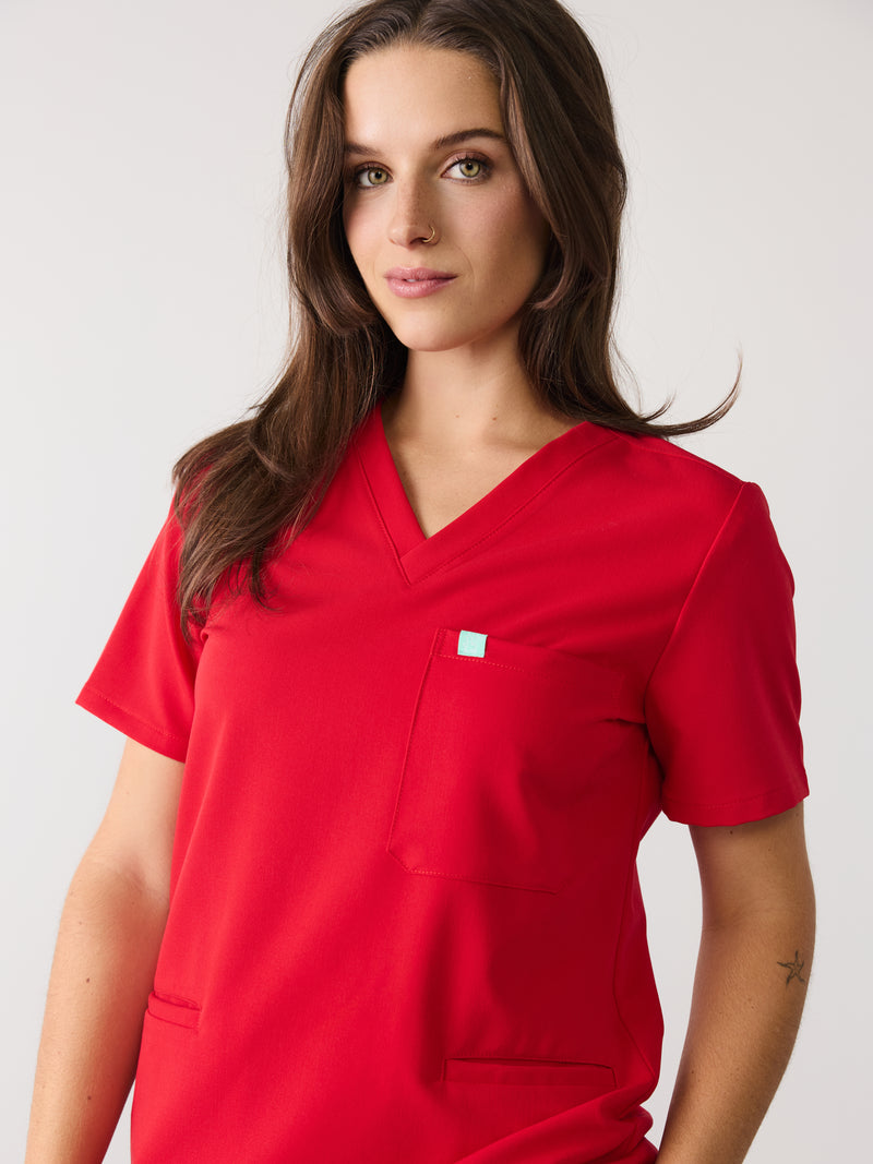 LIV RE-GARDE™ - CANDY CANE - Three Pockets Scrub Top - SILVADUR™