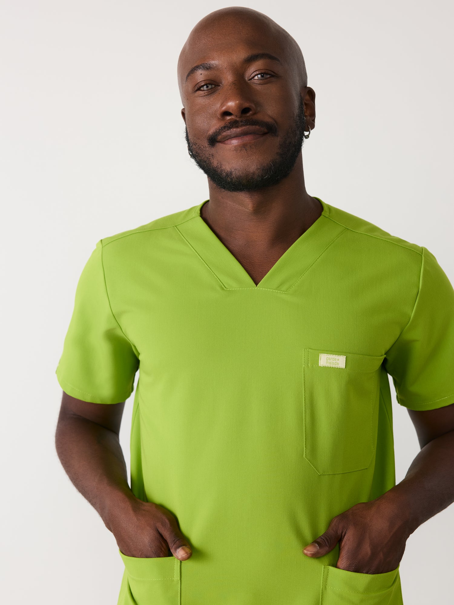 ZACK RE-GARDE™ - GRUMPY GREEN - Three Pockets Men's Scrub Top - SILVADUR™ - Final Sale
