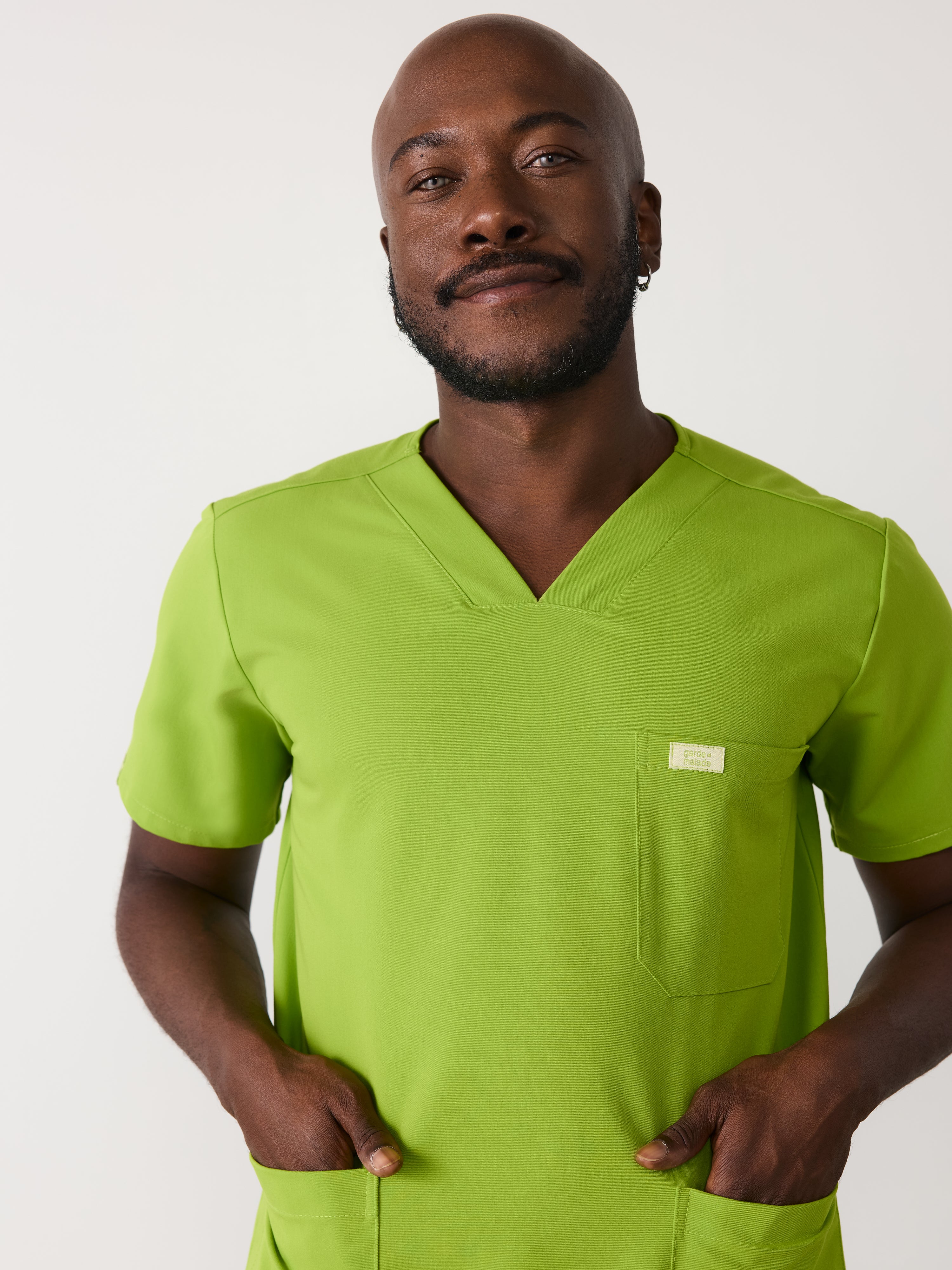 ZACK RE-GARDE™ - GRUMPY GREEN - Three Pockets Men's Scrub Top - SILVADUR™ - Final Sale