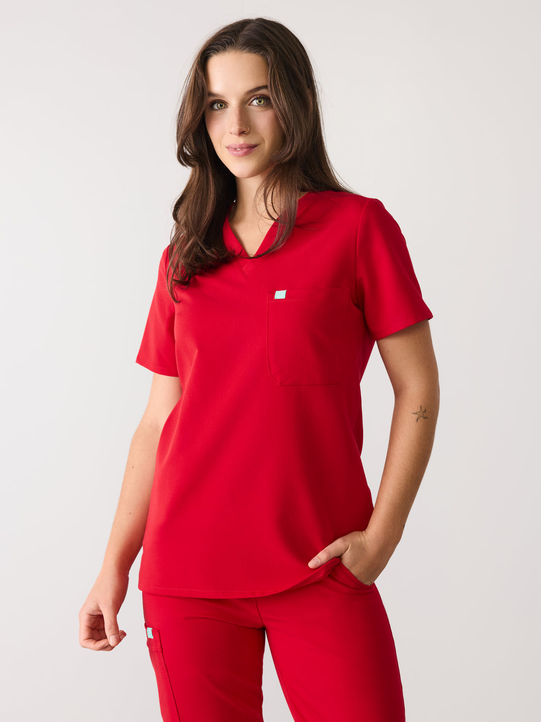 GABRIELLE RE-GARDE™ - CANDY CANE - One Pocket Scrub Top - SILVADUR™ - Final Sale