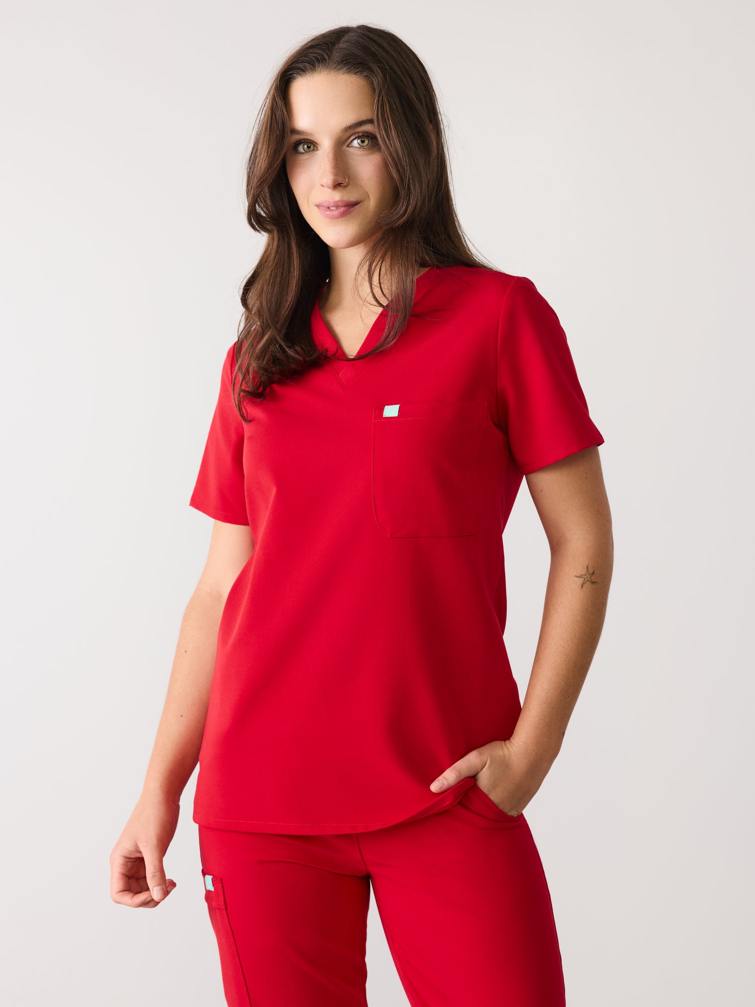 GABRIELLE RE-GARDE™ - CANDY CANE - One Pocket Scrub Top - SILVADUR™ - Final Sale