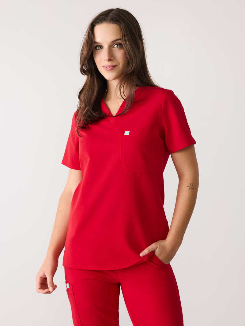 GABRIELLE RE-GARDE™ - CANDY CANE - One Pocket Scrub Top - SILVADUR™