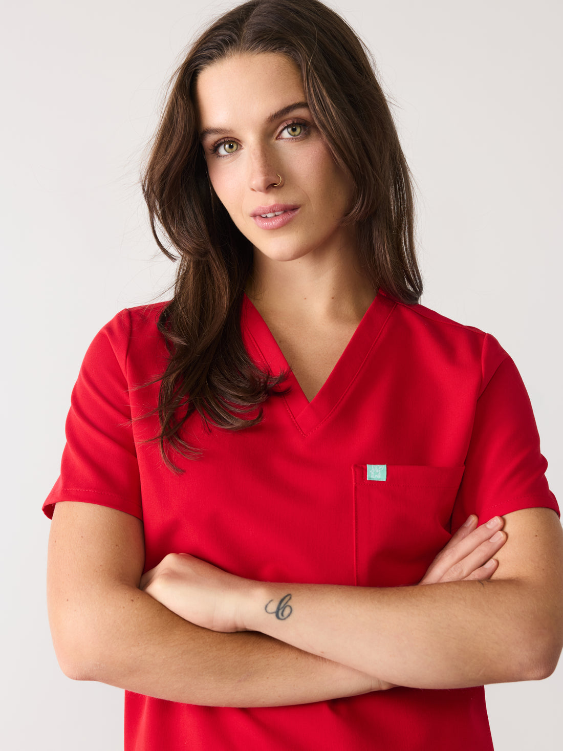 GABRIELLE RE-GARDE™ - CANDY CANE - One Pocket Scrub Top - SILVADUR™ - Final Sale