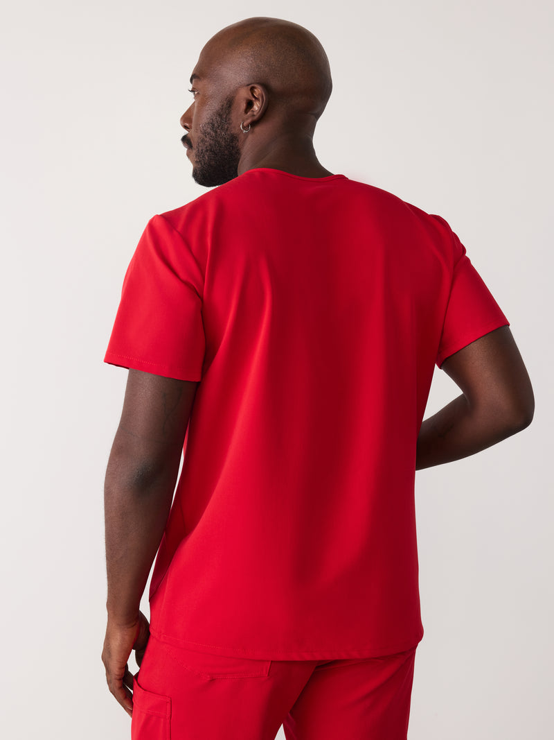 ZACK RE-GARDE™ - CANDY CANE - Three Pockets Men's Scrub Top - SILVADUR™