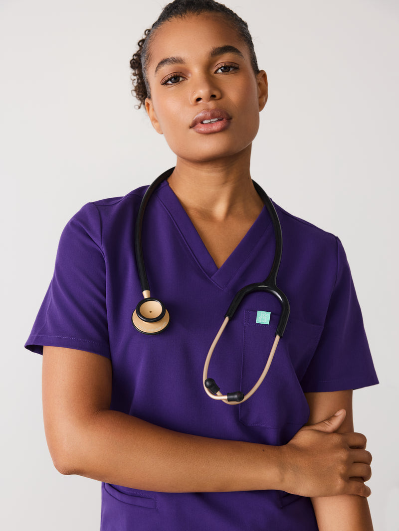 LIV RE-GARDE™ - MIDNIGHT VELVET - Three Pockets Scrub Top - SILVADUR™