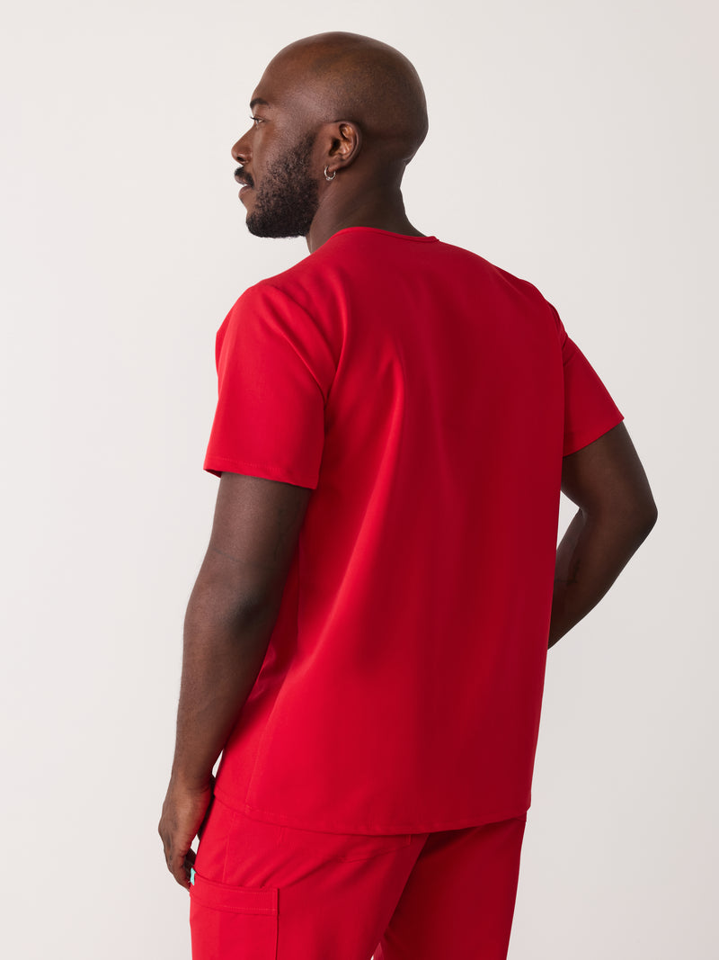 LOGAN RE-GARDE™ - CANDY CANE - One Pocket Men's Scrub Top - SILVADUR™