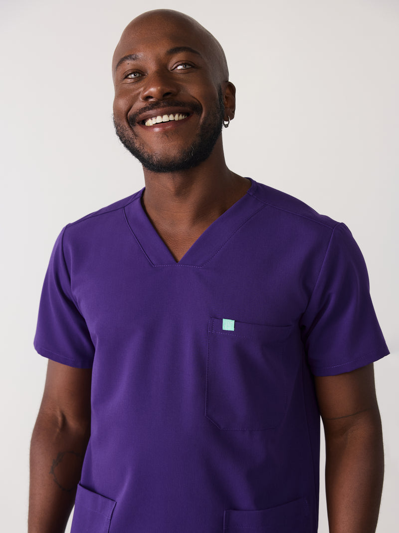 ZACK RE-GARDE™ - MIDNIGHT VELVET - Three Pockets Men's Scrub Top - SILVADUR™
