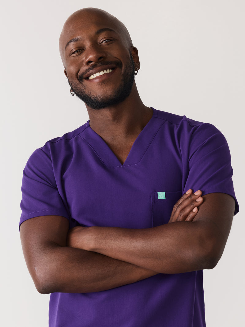 LOGAN RE-GARDE™ - MIDNIGHT VELVET - One Pocket Men's Scrub Top - SILVADUR™