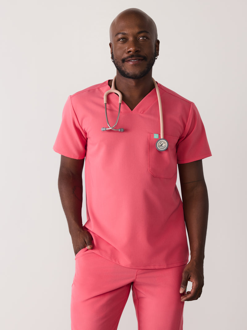 LOGAN RE-GARDE™ - WARM EMBER - One Pocket Men's Scrub Top - SILVADUR™