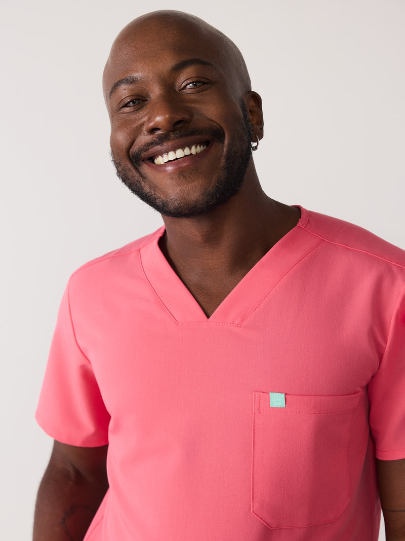 LOGAN RE-GARDE™ - WARM EMBER - One Pocket Men's Scrub Top - SILVADUR™