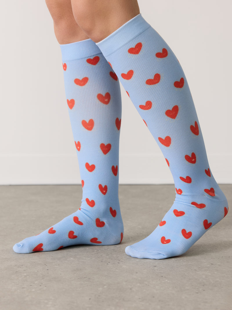 Compression Socks - Hearts On Call - Blue