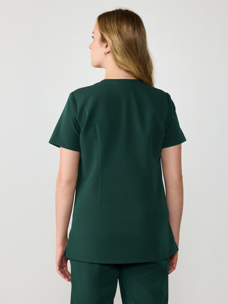 GABRIELLE RE-GARDE™ - FOREST GREEN - One Pocket Scrub Top - SILVADUR™