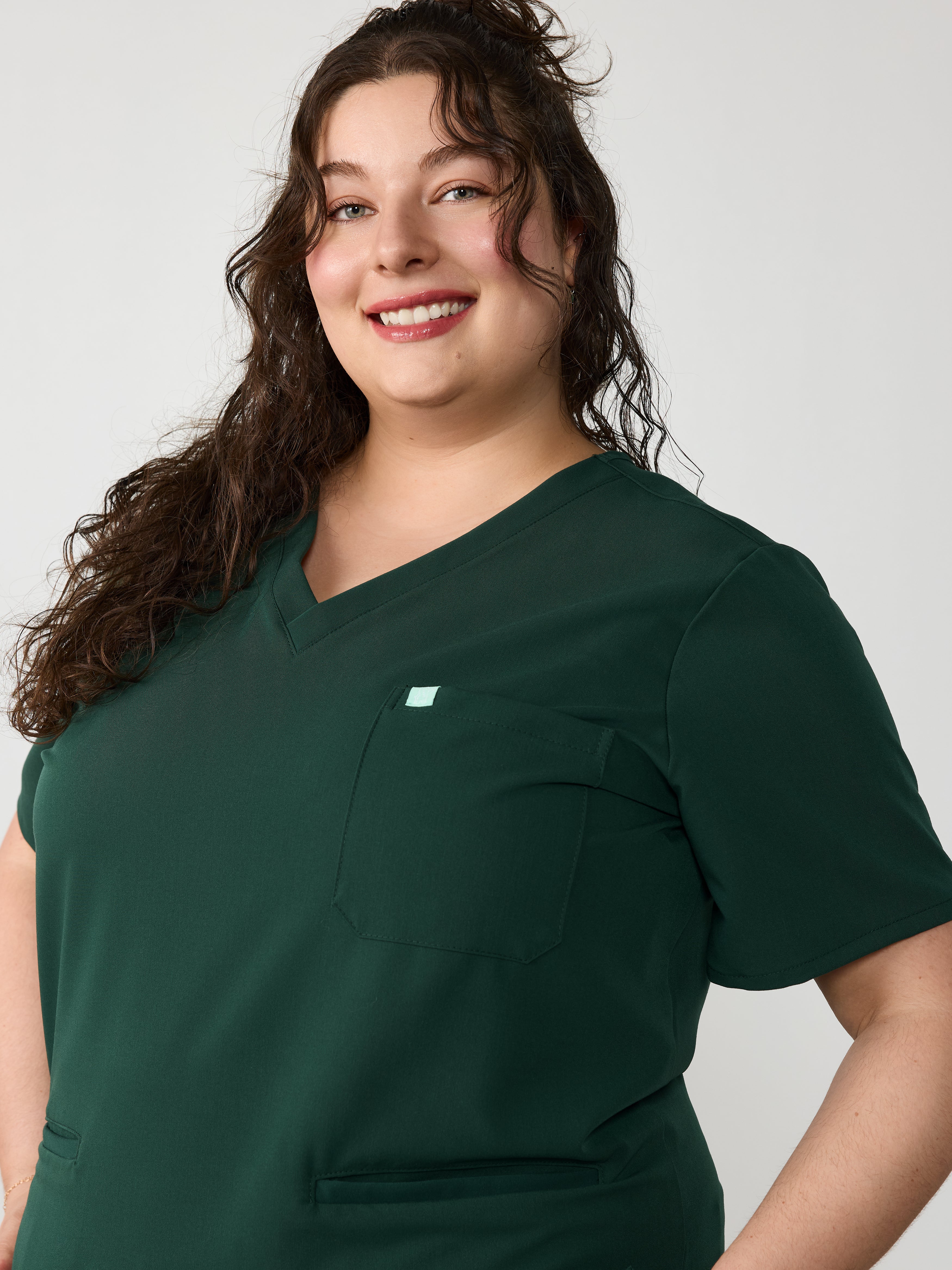 LIV RE-GARDE™ - FOREST GREEN - Three Pockets Scrub Top - SILVADUR™