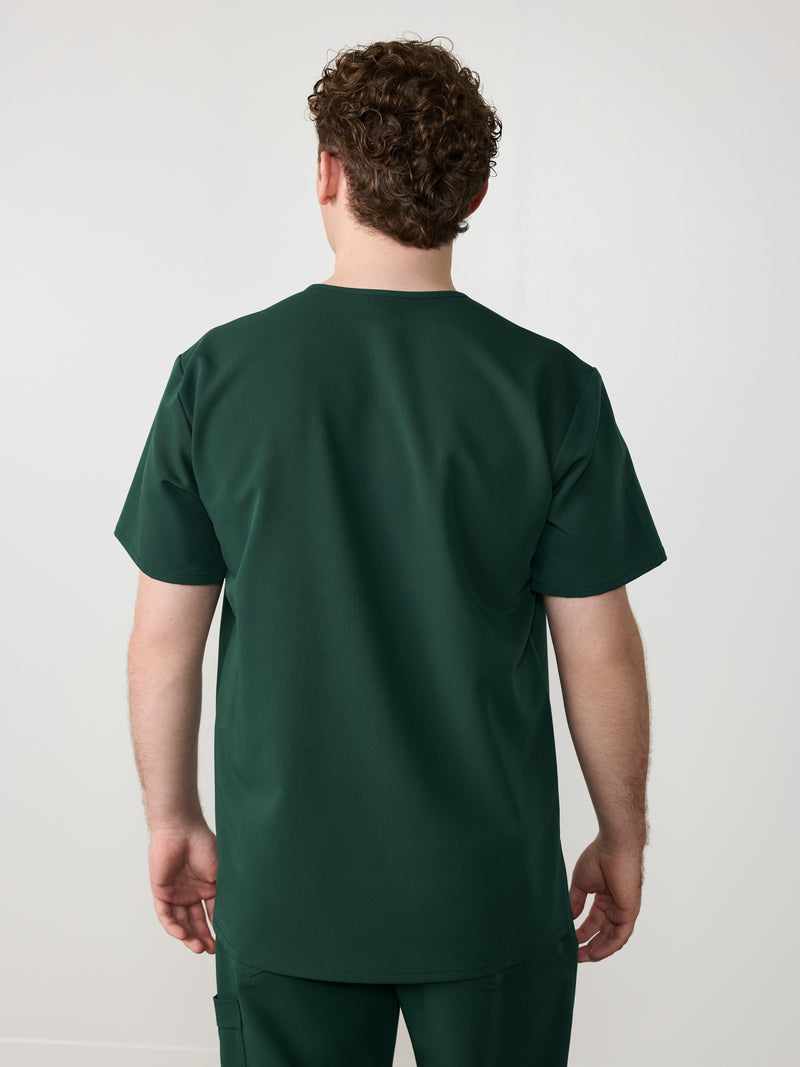 ZACK RE-GARDE™ - FOREST GREEN - Three Pockets Men's Scrub Top - SILVADUR™