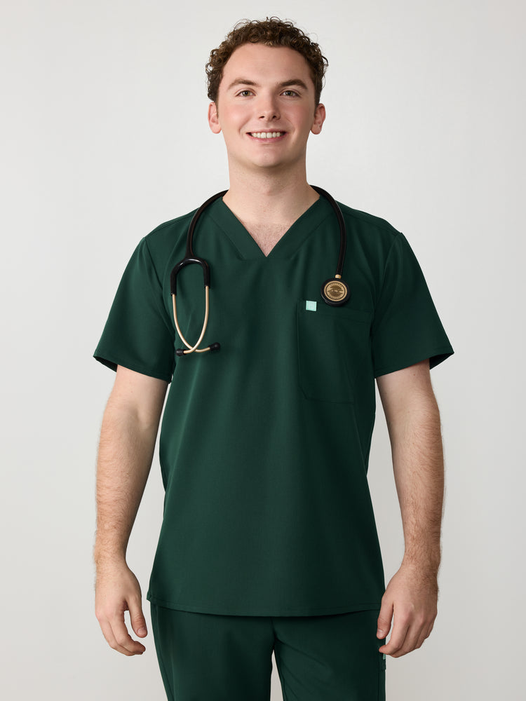 LOGAN RE-GARDE™ - FOREST GREEN - One Pocket Men's Scrub Top - SILVADUR™ - Final Sale